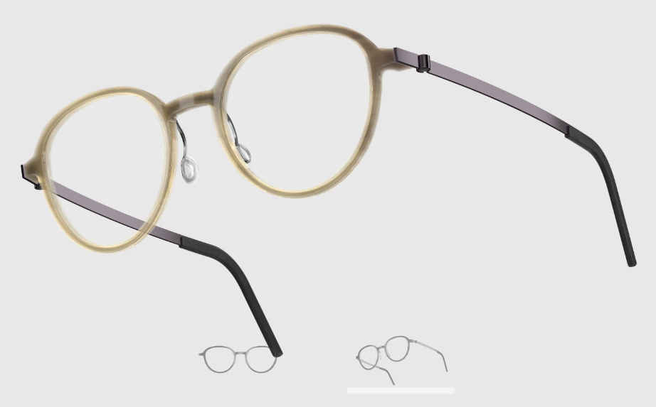 Lindberg Wood and Buffalo Titanium Round Eyeglasses