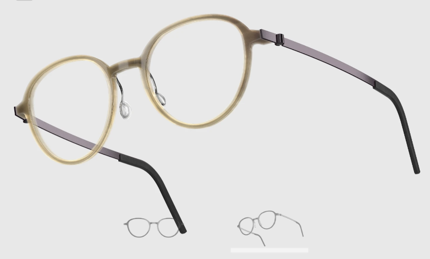 Lindberg Wood and Buffalo Titanium Round Eyeglasses