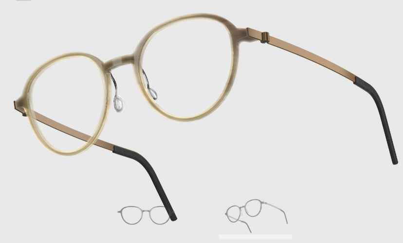 Lindberg Wood and Buffalo Titanium Round Eyeglasses