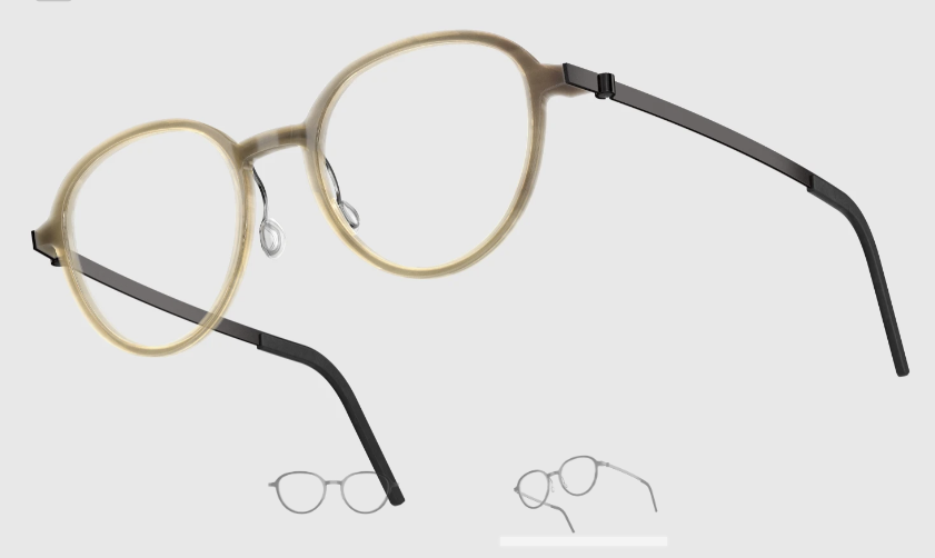 Lindberg Wood and Buffalo Titanium Round Eyeglasses