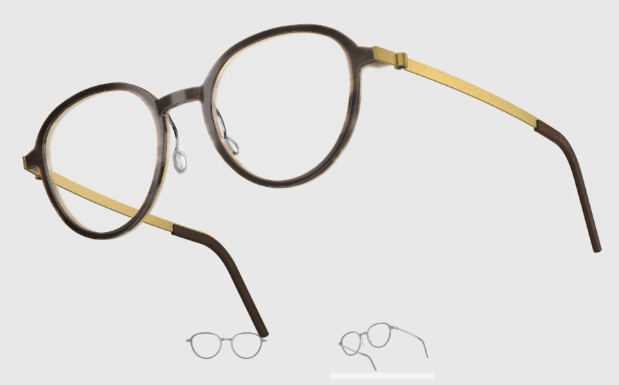 Lindberg Wood and Buffalo Titanium Round Eyeglasses