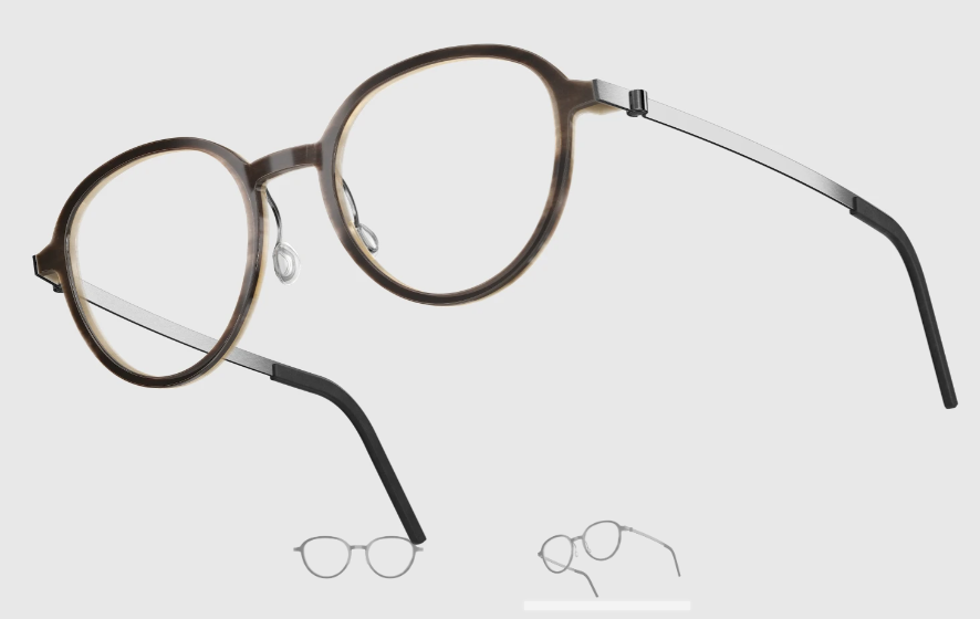 Lindberg Wood and Buffalo Titanium Round Eyeglasses