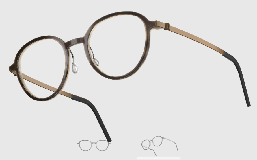 Lindberg Wood and Buffalo Titanium Round Eyeglasses