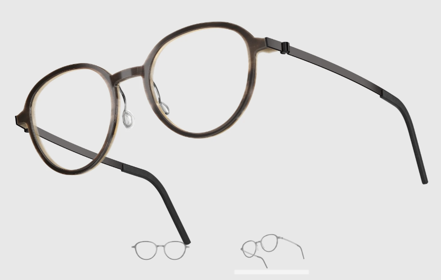 Lindberg Wood and Buffalo Titanium Round Eyeglasses