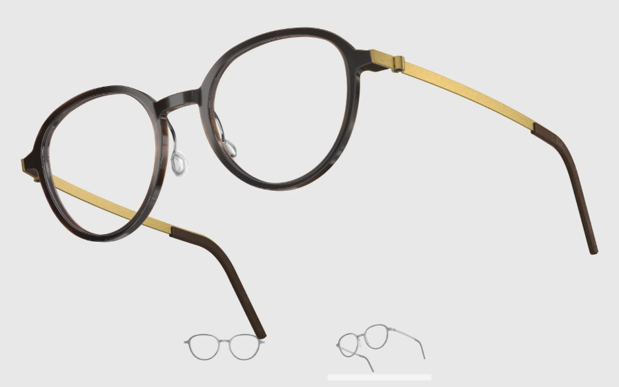 Lindberg Wood and Buffalo Titanium Round Eyeglasses