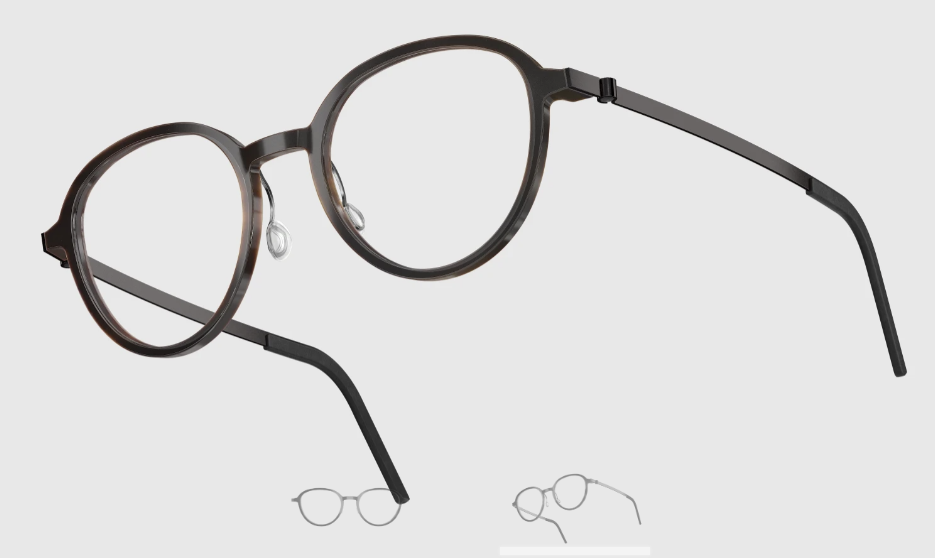 Lindberg Wood and Buffalo Titanium Round Eyeglasses