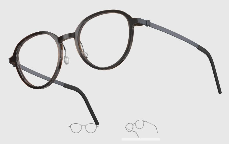 Lindberg Wood and Buffalo Titanium Round Eyeglasses