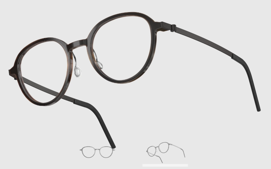 Lindberg Wood and Buffalo Titanium Round Eyeglasses