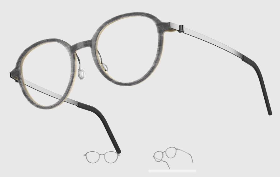 Lindberg Wood and Buffalo Titanium Round Eyeglasses