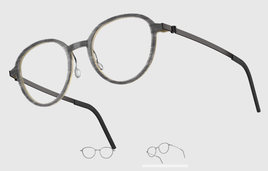 Lindberg Wood and Buffalo Titanium Round Eyeglasses