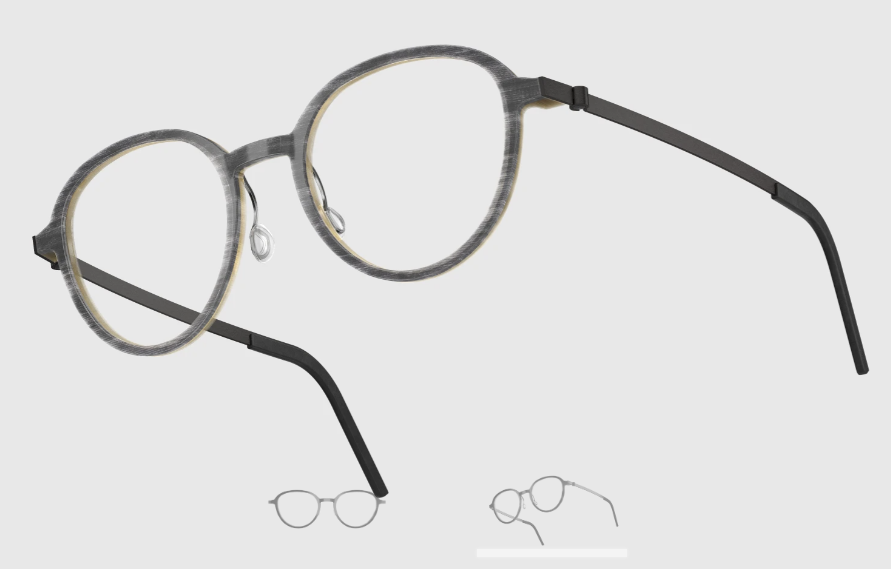 Lindberg Wood and Buffalo Titanium Round Eyeglasses