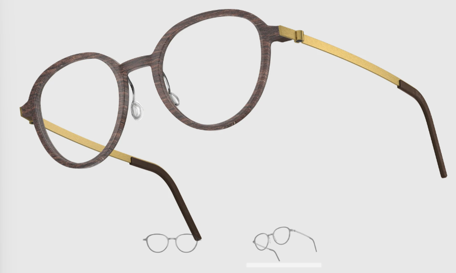 Lindberg Wood and Buffalo Titanium Round Eyeglasses