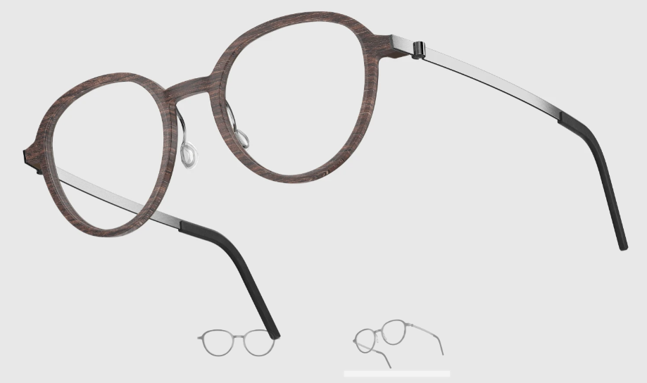 Lindberg Wood and Buffalo Titanium Round Eyeglasses