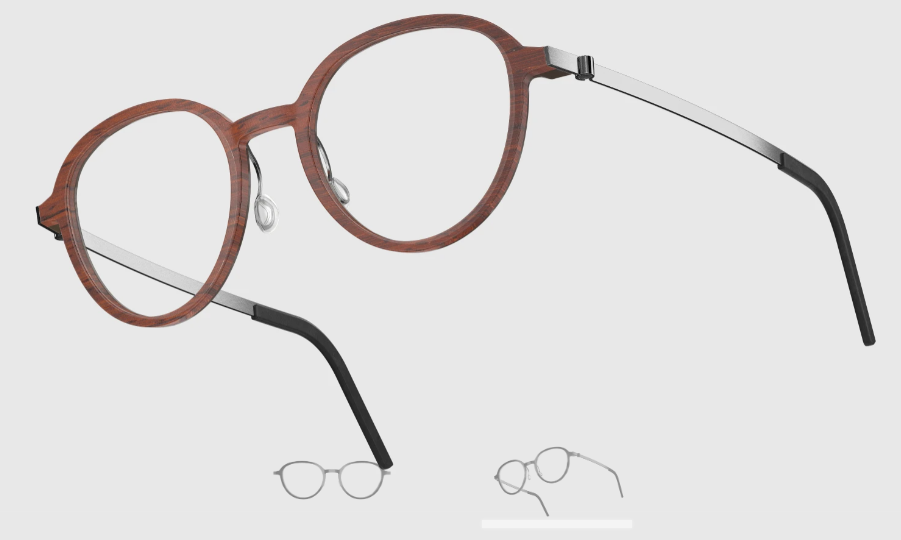 Lindberg Wood and Buffalo Titanium Round Eyeglasses