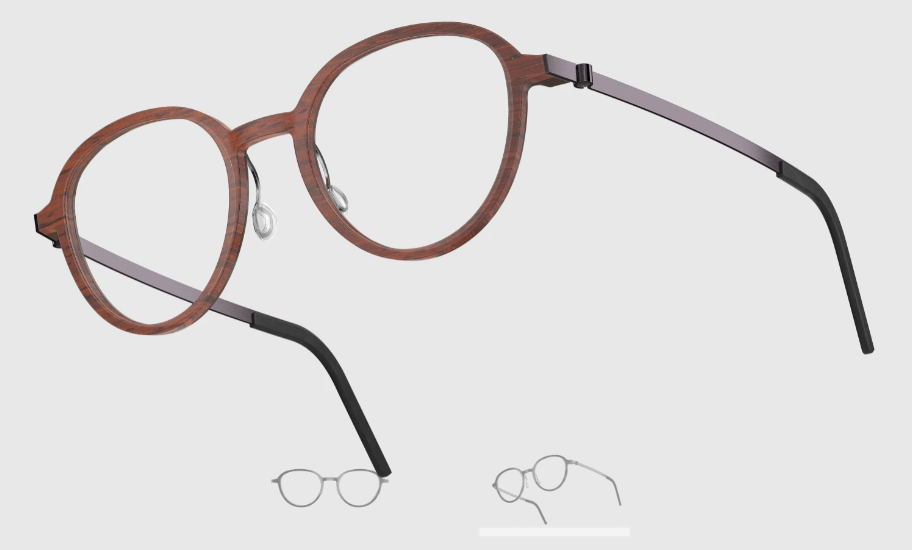 Lindberg Wood and Buffalo Titanium Round Eyeglasses