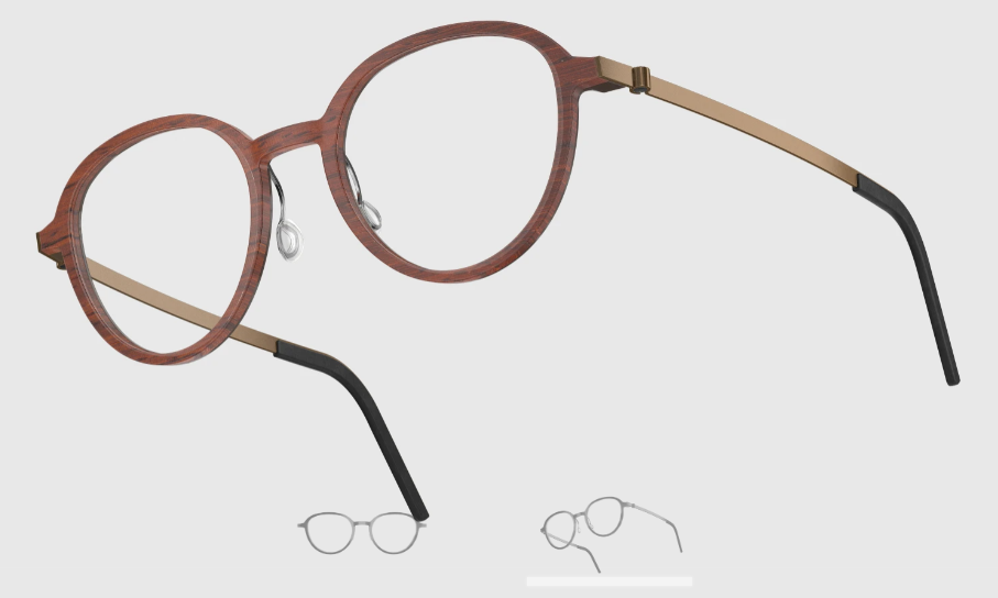 Lindberg Wood and Buffalo Titanium Round Eyeglasses