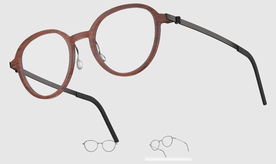 Lindberg Wood and Buffalo Titanium Round Eyeglasses