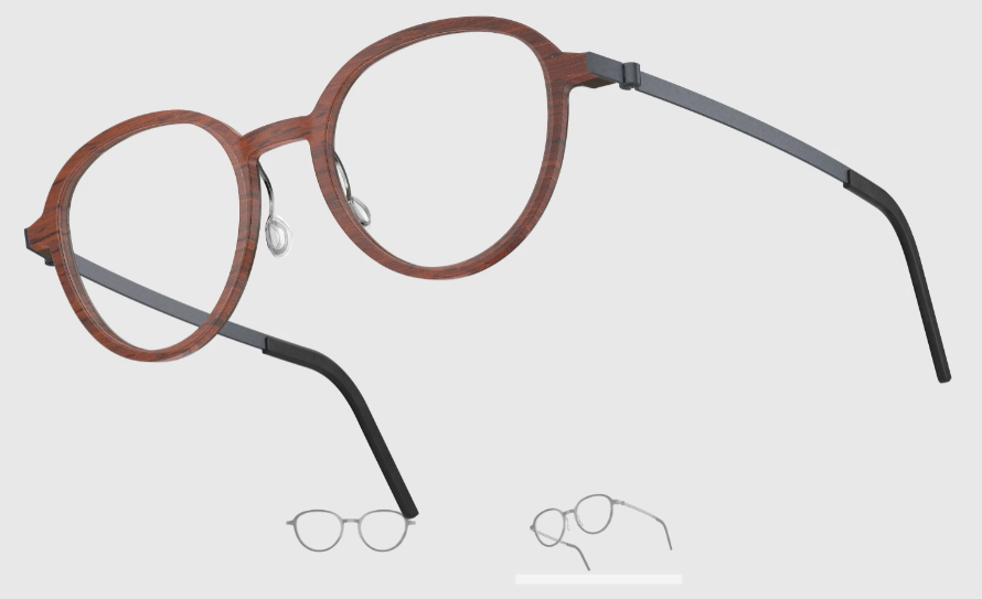 Lindberg Wood and Buffalo Titanium Round Eyeglasses