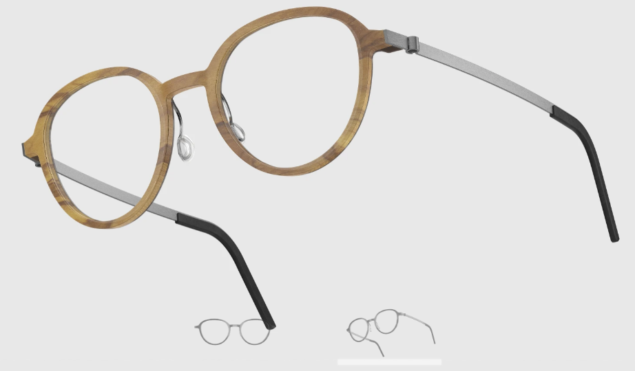 Lindberg Wood and Buffalo Titanium Round Eyeglasses