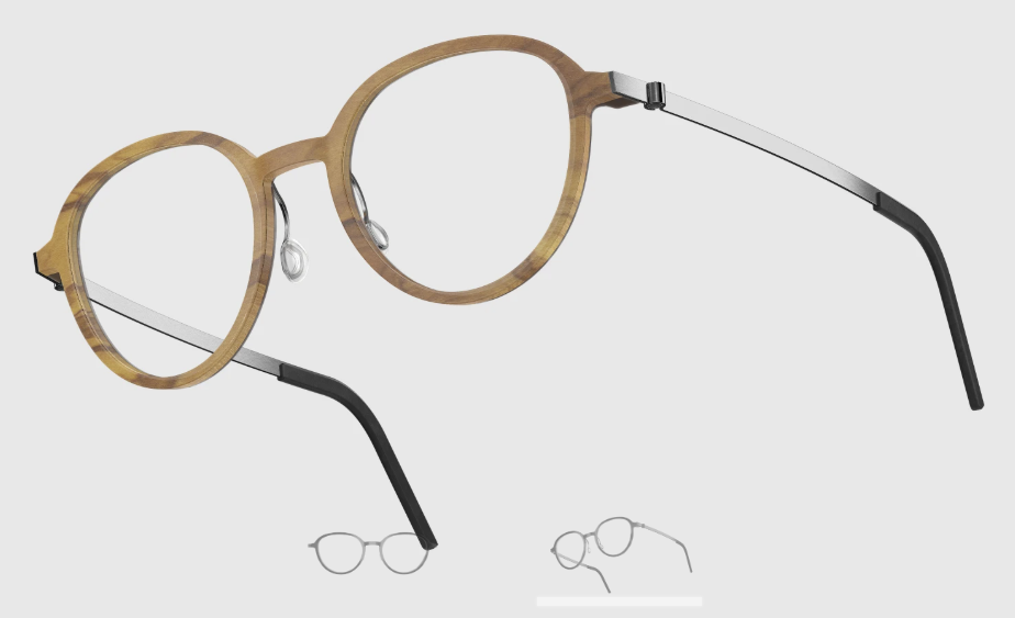 Lindberg Wood and Buffalo Titanium Round Eyeglasses