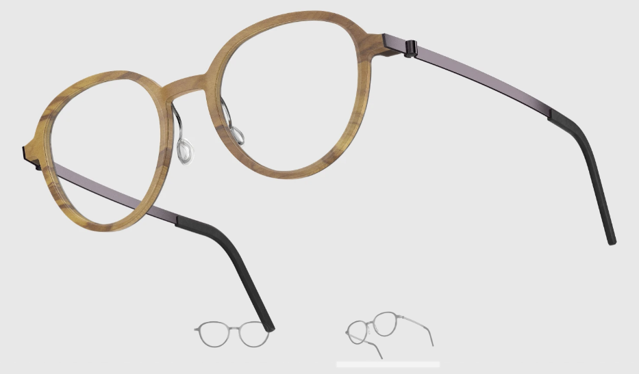 Lindberg Wood and Buffalo Titanium Round Eyeglasses