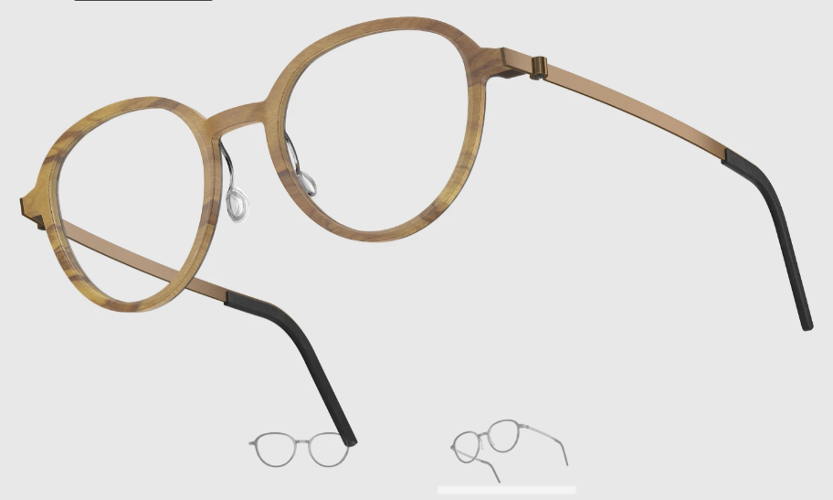 Lindberg Wood and Buffalo Titanium Round Eyeglasses