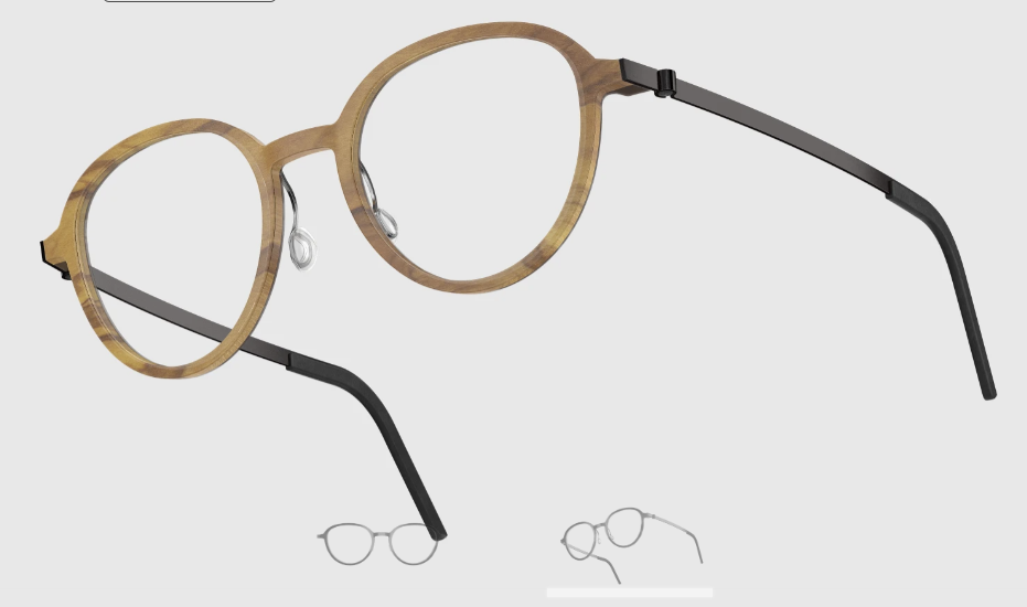 Lindberg Wood and Buffalo Titanium Round Eyeglasses