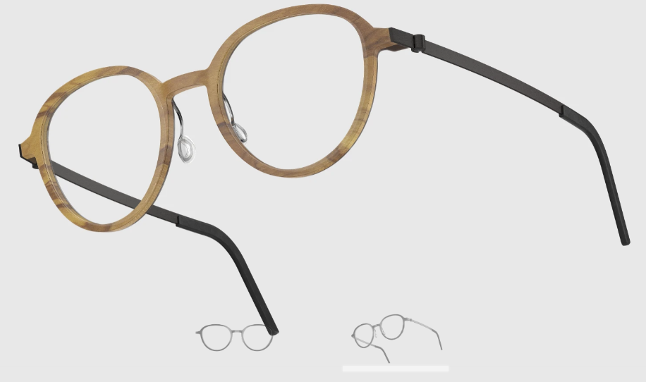 Lindberg Wood and Buffalo Titanium Round Eyeglasses